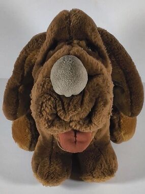 Vintage Wrinkles Dog Plush Stuffed Animal Ganz Heritage 1980s Brown Hound ID Ta